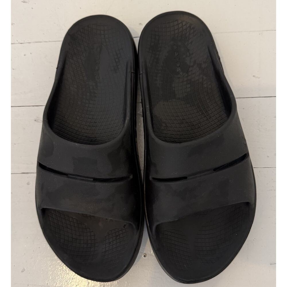Oofos Ooahh Luxe Slide Recovery Comfort Walking Sandals Black EU 45 US M12/W14